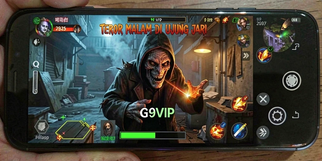 Tangkapan layar G9VIP menampilkan adegan menakutkan saat pemain melawan makhluk horor.