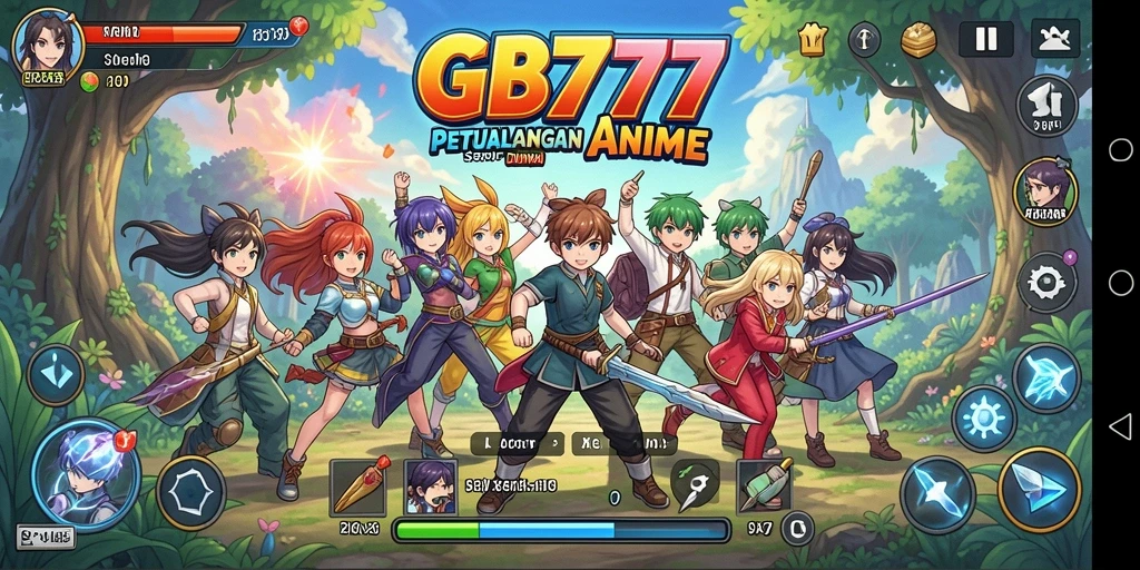 Tampilan gameplay seru dalam dunia Anime penuh warna.
