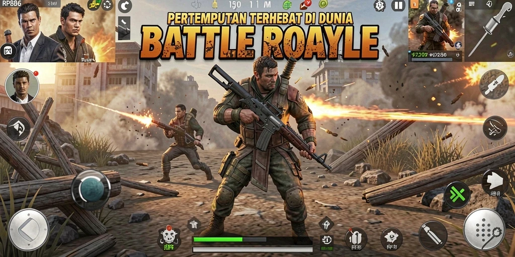 Tampilan seru gameplay Battle Royale RP886 dengan aksi mendebarkan.