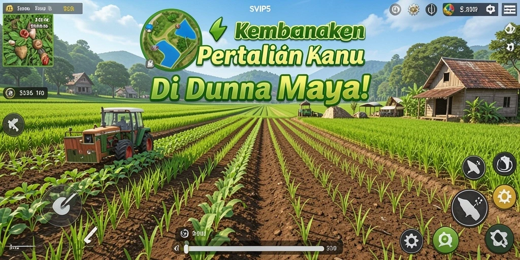 Screenshot menampilkan gameplay seru di SVIP5, dunia pertanian yang penuh warna.