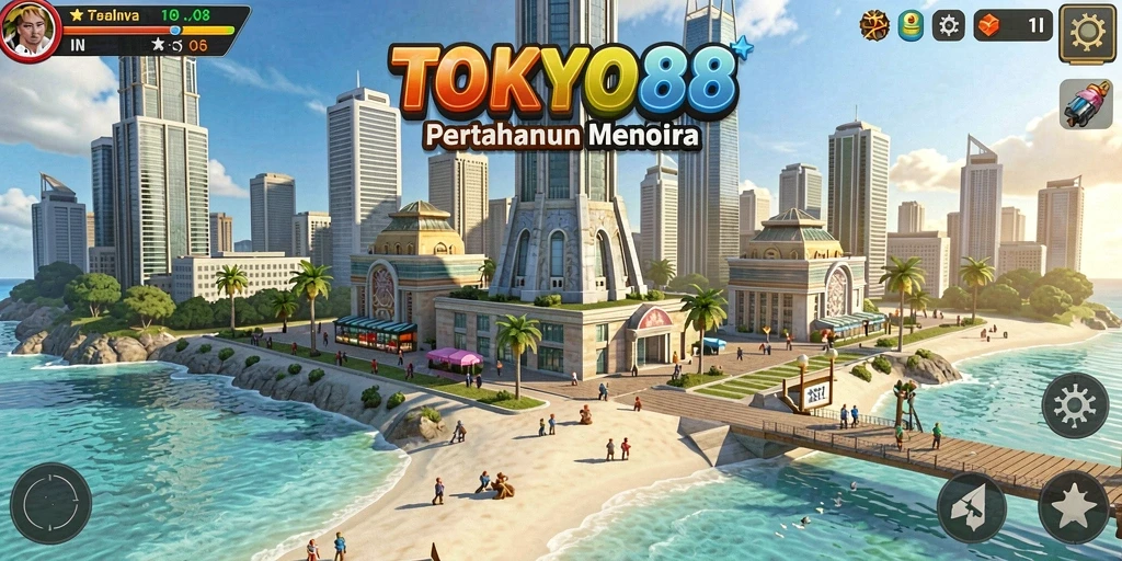 Screenshot utama TOKYO88 menampilkan aksi gameplay seru di Tower Defense.